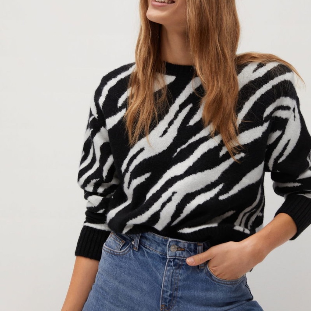 Zebra Mango black white sweater wool